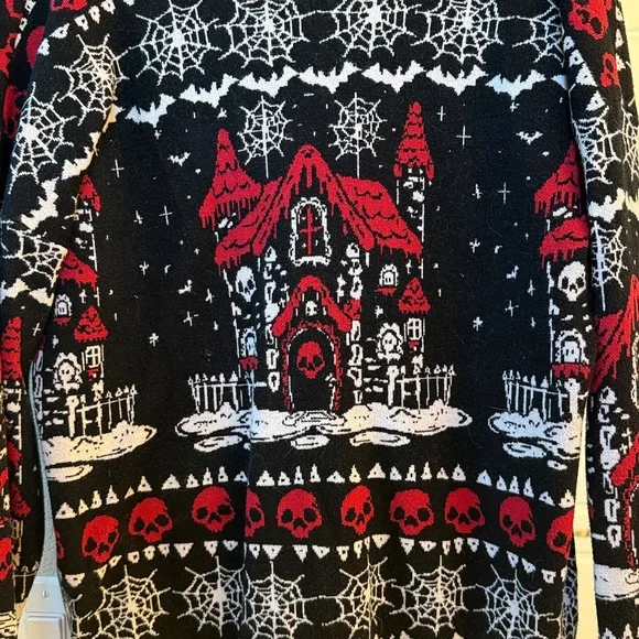 Goth Holiday Cardigan Sweater - Picture 3 of 4
